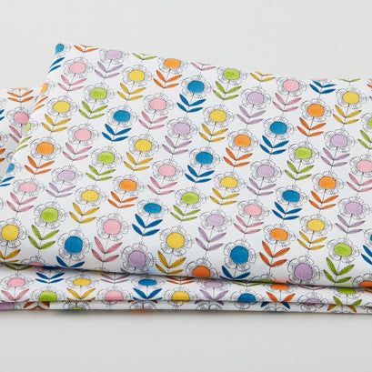 Well Owl Be - Rainbow Floral Cream 2 Yard Cut