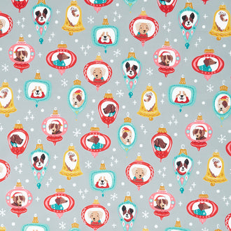 Furry and Bright - Dog Ornaments Gray Yardage