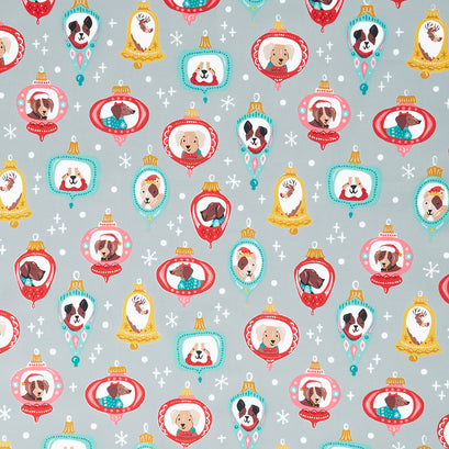 Furry and Bright - Dog Ornaments Gray Yardage