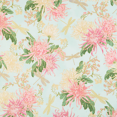 Aurelia - Floral Mint Metallic Yardage