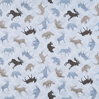 Wild Woods Lodge - Animal Toss Blue Yardage