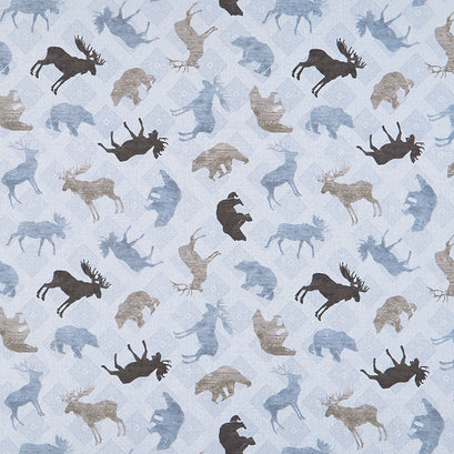 Wild Woods Lodge - Animal Toss Blue Yardage