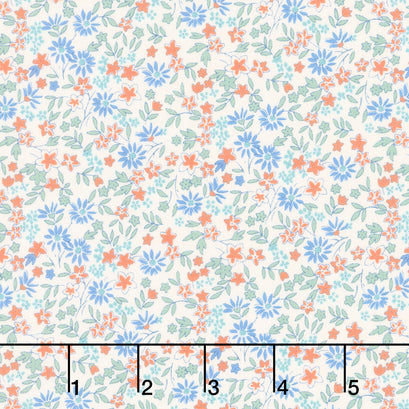 Aunt Grace Calicos - Garden Blue Yardage