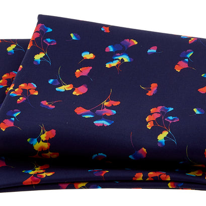 Ginkgo - Ginkgo Leaf Navy 108" Wide 3 Yard Cut