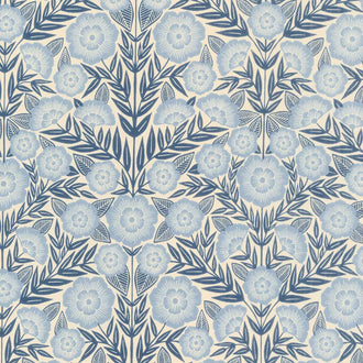 Flower Press - Floral Ecru Indigo Yardage