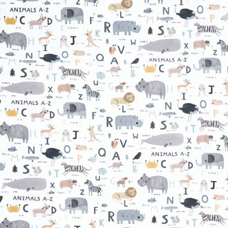 Noah's Ark - Animals A-Z White Yardage