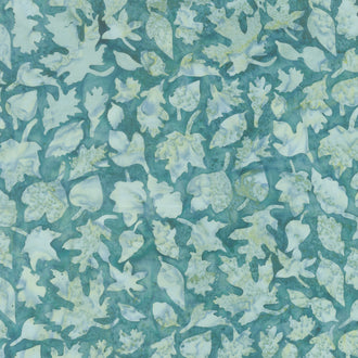 Maple Island Batiks - Leaves Teal Lagoon Yardage