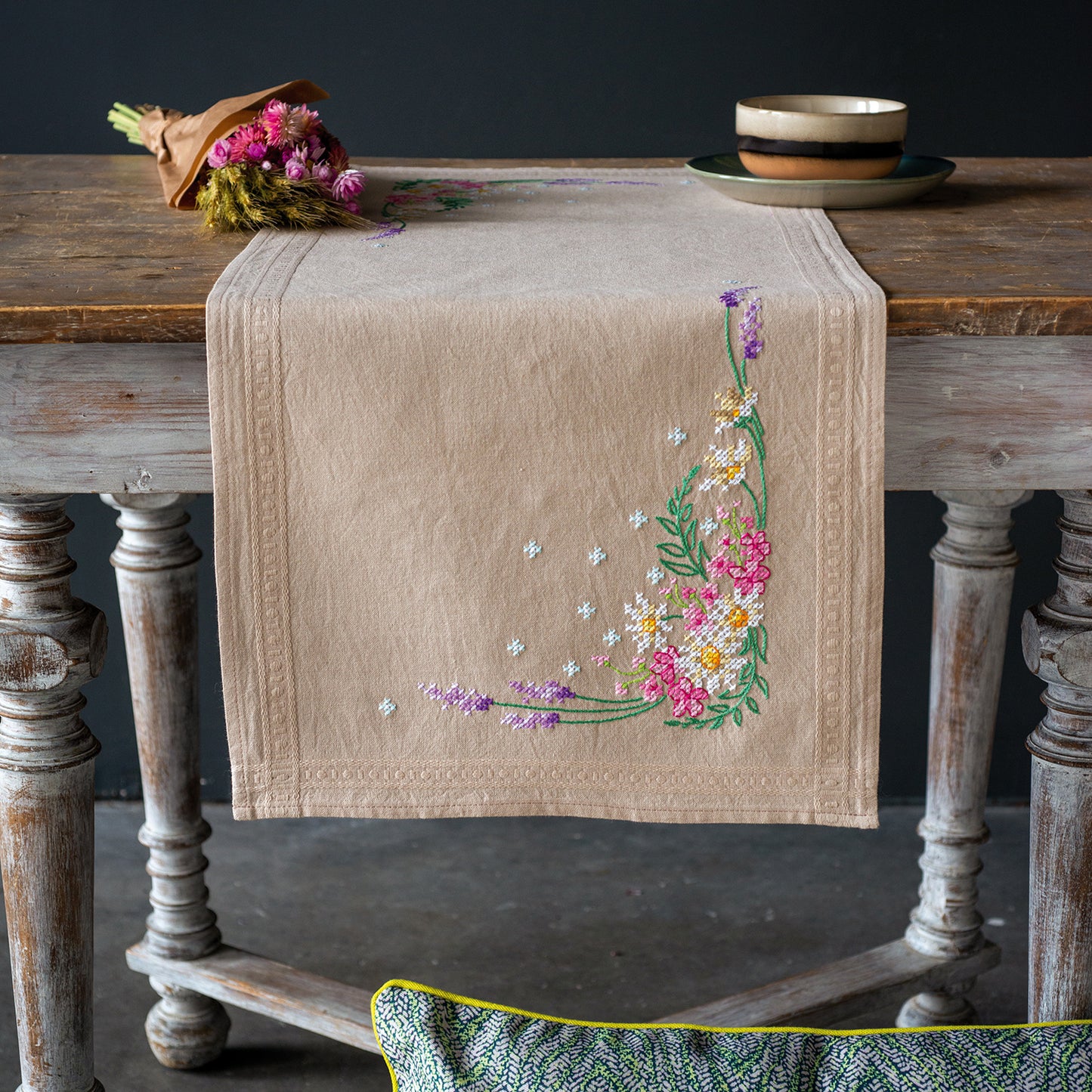 Spring Flowers Table Runner Embroidery Kit Primary Image