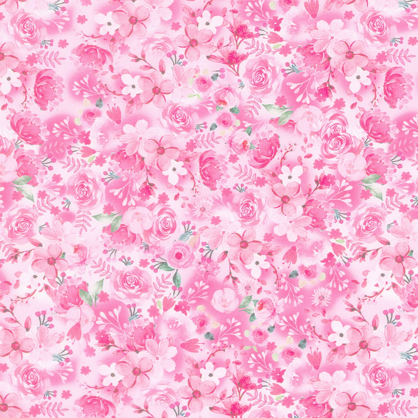 Pink Ribbon - Pink Floral Pink Yardage Primary Image