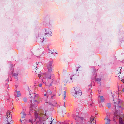 Dragonfly Dreams - Floral Ombre Pink Multi Yardage