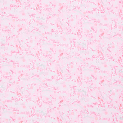 Ballet Bunnies - Ballet Slippers and Words Pink Yardage