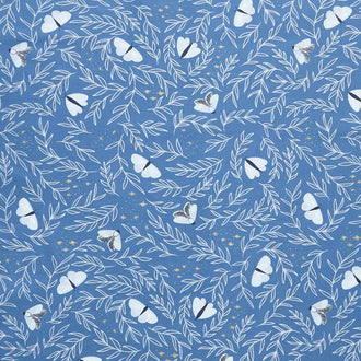 Moonchild - Moths Denim Metallic Yardage
