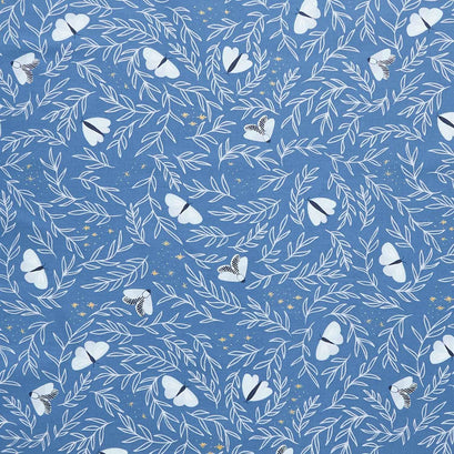 Moonchild - Moths Denim Metallic Yardage