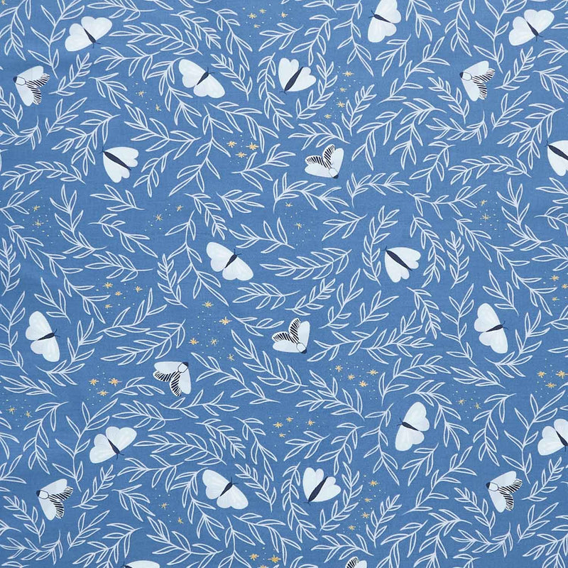 Moonchild - Moths Denim Metallic Yardage Primary Image