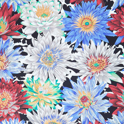Kaffe Fassett Collective - August 2023 Cool Colorway Tropical Water Lilies Contrast Yardage