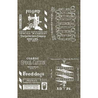 She Who Sews - Seed Sack Tea Towel Charcoal Panel