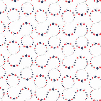 Stars and Stripes - Swirling Stars on White Yardage