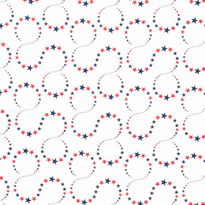 Stars and Stripes - Swirling Stars on White Yardage
