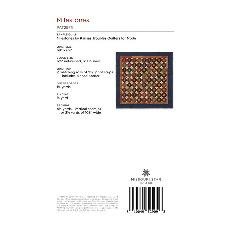Milestones Quilt Pattern by Missouri Star