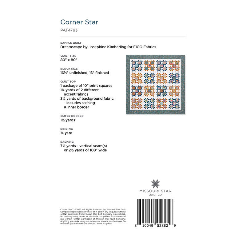 Corner Star Quilt Pattern by Missouri Star Alternative View #1
