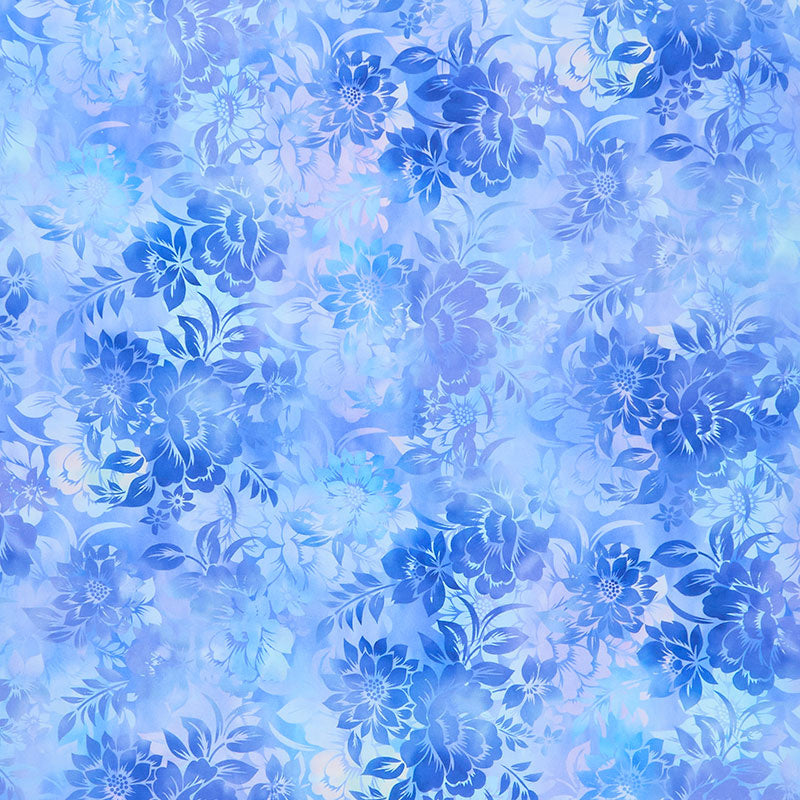 Garden of Dreams II - Floral Dream Blue Yardage Primary Image