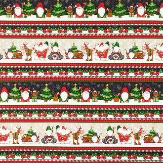 Timber Gnomies Tree Farm - Novelty Gnomies Stripe Multi Yardage