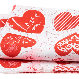 Be Mine - Tossed Large Hearts Red 2 Yard Cut