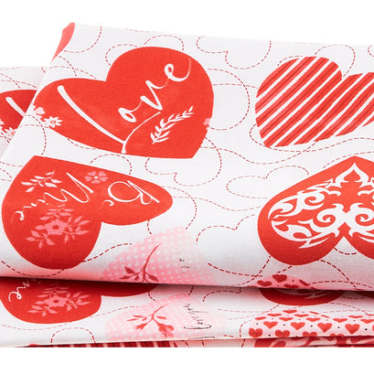 Be Mine - Tossed Large Hearts Red 2 Yard Cut
