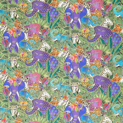 Earth Song - Animal Jungle Multi Metallic Yardage