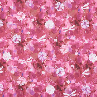 Dragonfly Dreams - Floral and Dragonfly Pink Multi Yardage