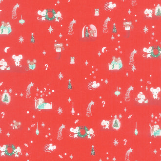 Twas - Not Even A Mouse Red Metallic Yardage
