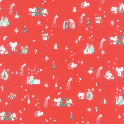 Twas - Not Even A Mouse Red Metallic Yardage