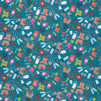 Happy Camper - Camping Life Teal Yardage