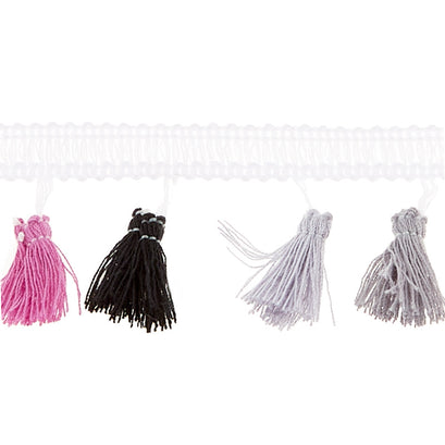Tassel Fringe - 1-1/2" White, Grey, Black, Graphite, Violet