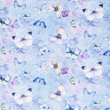 Butterfly Dreams - Pretty Butterflies & Text Blue Yardage Primary Image