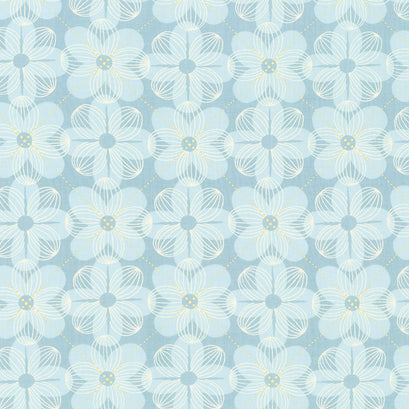 Floradora - Dogwood Sky Metallic Yardage