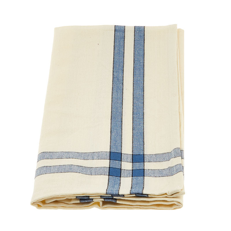 Cream Towel With Blue Stripes Alternative View #1