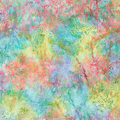 Bold Blooms Batiks - Meadow Grass Green Multi Yardage