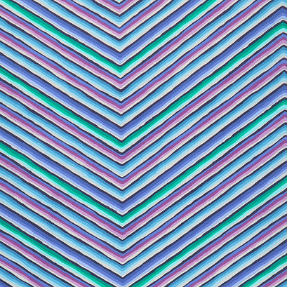 Kaffe - 85 and Fabulous Chevron Stripe Blue Yardage