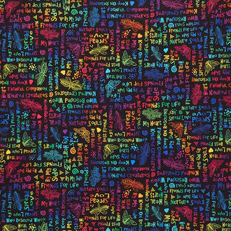 Kindred Canines - Words Black Yardage