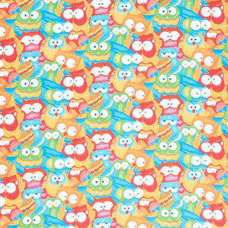 Comfy Flannel® - Packed Owls Blue Yardage