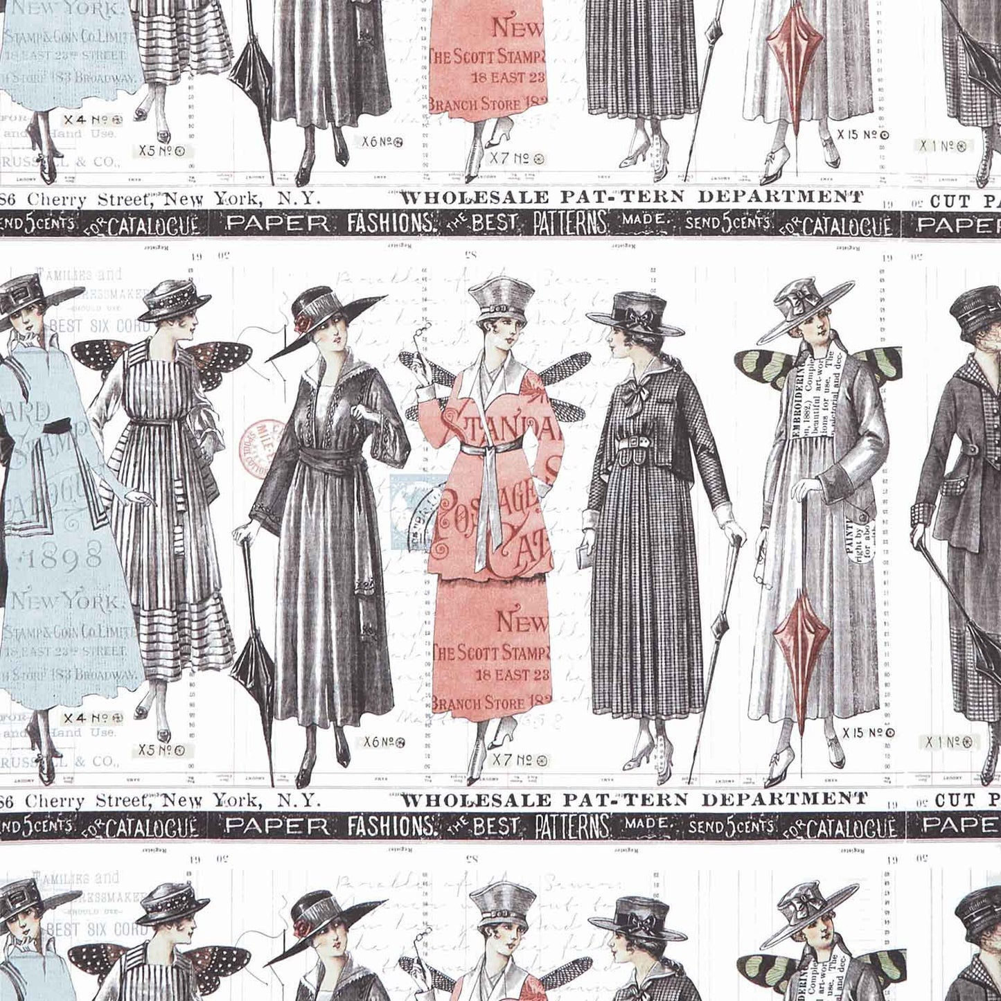 Sew Journal - Paper Pattern Fashion Border Stripe White Yardage Primary Image