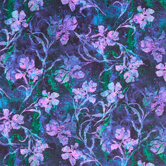 Wild Vista - Lilies Midnight Purple Yardage