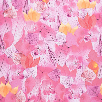 Fanciful Fronds - Packed Lacy Leaf Pink Yardage