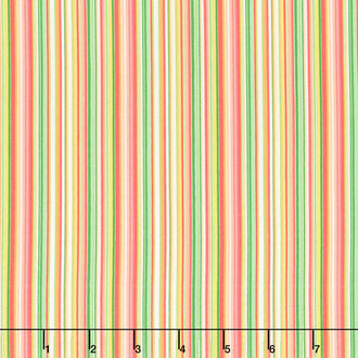 Morning Blossom - Barcode Stripe White Multi Yardage