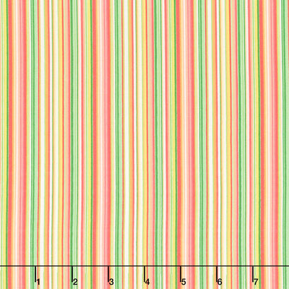 Morning Blossom - Barcode Stripe White Multi Yardage