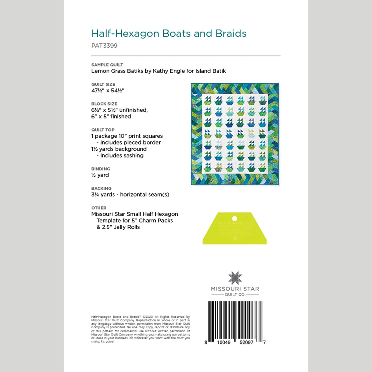 Digital Download - Half-Hexagon Boats and Braids Quilt Pattern by Missouri Star Alternative View #1