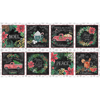 Mistletoe Magic - Christmas Blocks Black Panel