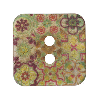 Recycled Coconut 35mm Square Print Button - Medium Green