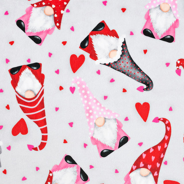 Cuddle® Prints - Valentine Gnomes Scarlet Digitally Printed Yardage Primary Image